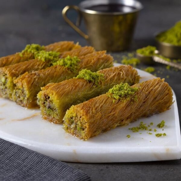 Rolled Kadayıf (Syrup-Soaked Shredded Pastry) Tray